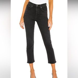 Agolde Riley High Rise Straight Crop in Black Pepper